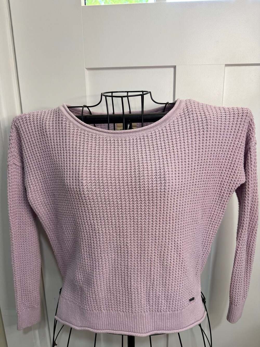 Hollister Shaker Stitch Boatneck Sweater in Lilac
